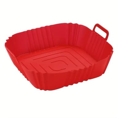 1pc Of 16cm Silicone Air Fryer Oven Baking Plate Pizza Fried Chicken Silicone Basket Reusable Air Fryer Liner Accessory(Red)