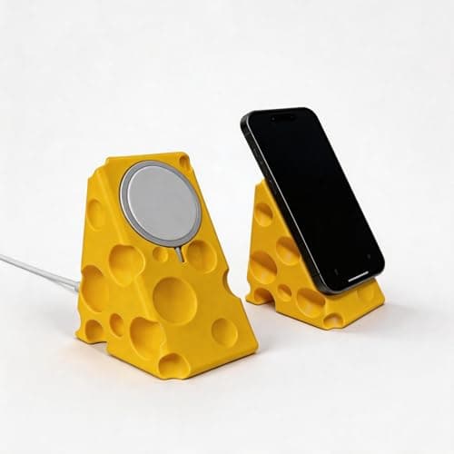 Cheese-Shaped Wireless Charging Stand Compatible with MagSafe, Fun Novelty Phone Holder, Yellow, iPhone Wireless Charging Stand (Yellow, Set (Include 3rd Party 15W Magsafe Charger))