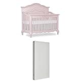 Bundle of Evolur Aurora 5-in-1 Convertible Crib & Premium Airlay Crib Mattress – Luxury Nursery Sleep Set | Dual-Sided, Greenguard Gold Certified