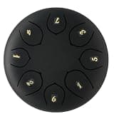 Steel Tongue Drum, Generic 8 Note 6 Inches Rain Drum for Garden and Outdoor Use, Portable Rain Chime Instrument, Matte Black