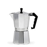 Primula Classic Stovetop Espresso and Coffee Maker, Moka Pot for Italian and Cuban Café Brewing, Greca Coffee Maker, Cafeteras, 9 Espresso Cups, Silver