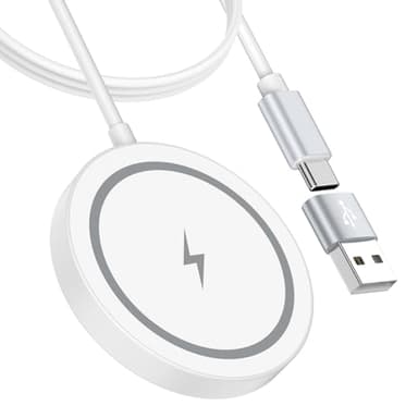 Magnetic Wireless Charger for iPhone Mag-Safe Charger Pad for iPhone 17 Pro Max/16/15/14/13/Samsung Galaxy S26 Ultra/S26/S25/S24/S23/S22/S21/S20/15W Wireless Magnetic Charger with USB C to A Adapter