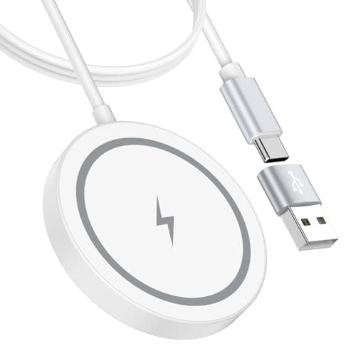 Magnetic Wireless Charger for iPhone Mag-Safe Charger Pad for iPhone 17 Pro Max/16/15/14/13/Samsung Galaxy S26 Ultra/S26/S25/S24/S23/S22/S21/S20/15W Wireless Magnetic Charger with USB C to A Adapter