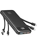 charmast 20000mAh Portable Charger with Built in Cables, 22.5W Travel Power Bank Fast Charging, USB C Cell Phone Battery Pack for iPhone 16/15/14/13/12/11 Series, iPad, Samsung, Android, Tablet