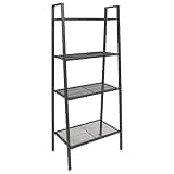 LPERTGFHU 4-Tier Metal Ladder Bookcase, Industrial Anthracite Display Shelf, Narrow Storage Rack for Living Room, Bedroom, Office, Bathroom Organization, 58.3 Inch Tall