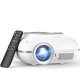 HOMPOW Mini Projector with Two -Way Bluetooth, Portable Projector for Home Theater Use, Support 1080P for Indoor/Outdoor, Movie Projector Compatible with HDMI, USB, Laptop, TV Stick (White)