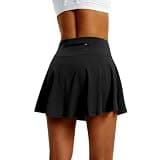LXNMGO Women's High Waist Pleated Tennis Skirt with 4 Pockets Lightweight Athletic Golf Skorts Skirts for Running Workout Black, M