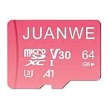 JUANWE 64GB Micro SD Card microSDXC Memory Card, 64GB Memory Card, UHS-I C10 U3 V30 4K UHD Video A1 TF Card with Adapter (Pink)
