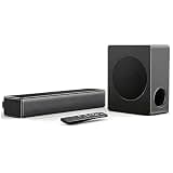 GEOYEAO Sound bar with subwoofer, 100W 2.1 ch soundbar w/Dolby Atmos Surround Sound System, 3D Bass Adjustable Home Theater Bluetooth TV Speaker for Smart TV/Projector/PC