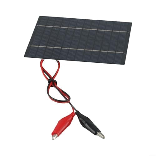 10W 12V Portable Solar Panel, Polycrystalline Silicon with Clips for 9-12V Battery Charging, High Efficiency 19.5% Conversion for Outdoor Garden Street Lamp Fan Pump, Black