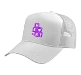 Mens Women Purple Heart Blocks Purple WHT Graphic Trucker Hat with Adjustable Mesh Back, White