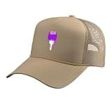 Mens Women Purple Spaghetti Fork Purple Graphic Trucker Hat with Adjustable Mesh Back, Khaki