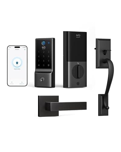 eufy Security Smart Lock C220 Front Door Handle Set, Fingerprint Keypad Door Lock with Handle, Built-in Wi-Fi, App Control, Keyless Entry Deadbolt, 8 Months Battery, IP53 Waterproof, BHMA Certified