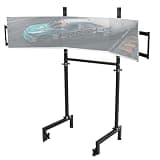 Dardoo Sim Racing Triple Monitor Stand with Adjustable Height & Width for 24-32 Inch Display 3 Screens TV Mount Compatible with Round Tube Racing Sim Cockpit