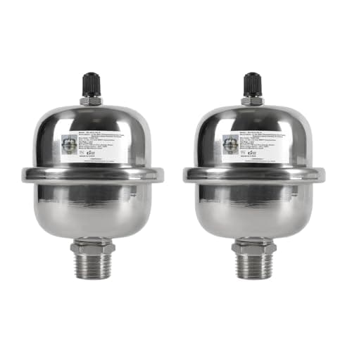 2-Pieces HeSun 2-Gallon(0.16L) Mini Thermal Expansion Tank, Stainless Steel 1/2" MIP Connection, Maintain Safe Pressure for Tankless Water Heaters