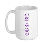 Purple Grunge Monster Smile Faces Purple Graphic Ceramic Mug, White, 15oz