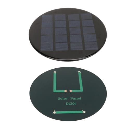 Blaihild Round Mini Solar Cell Panel Polysilicon 1.1W 5V 120mm for Charging Small Devices, 16-18% Efficiency, Encapsulated Weather for Outdoor DIY Solar Projects