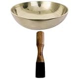 minkissy Copper Yoga Singing Bowl with Wooden Mallet for Meditation and Mindfulness Practice, Decorative Tibetan Meditation Sound Bowl Suitable for Table or Shelf Display