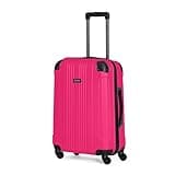 Kenneth Cole REACTION Out of Bounds Lightweight Hardshell 4-Wheel Spinner Luggage, Magenta, 24-Inch Checked