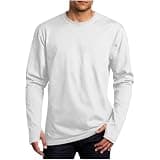 LBOVBE Mens Thumb Hole T Shirt Long Sleeve Crew Neck Breathable Soft Blouses Athletic Workout Running Training Shirts White