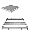 2 Box Spring, Queen Size Bed Frame with Washable Fabric Cloth, Heavy Duty Metal Frame for Queen Bed, 5 in Mattress Foundation, 3500 lbs Max Weight Capacity, Easy Assembly, 79.1L x 59.6W x 5.1H in