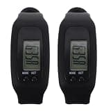 SAFIGLE 2pcs Fitness Tracker Watch for Men and Women with Steps Counting and User-Friendly Interface, Black Silicone Pedometer Wristband for Workouts and Outdoor Activities, Stylish
