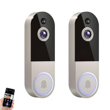 Nexfluxio 2PCS/ 4K Video Doorbell Camera Wireless, 2.4GHz WiFi Only, AI Human Detection, Two-Way Audio, Night Vision, Cloud Storage, Battery Powered, Wi-Fi Doorbell Camera