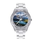 NTVOWPZO Three-Hand Analog Stainless Steel Watches for Men Easy Reader