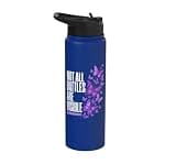 Lupus Awareness Purple Ribbon Butterflies Stainless Steel Insulated Water Bottle
