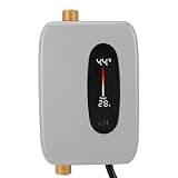 Headerbs 3000W Intelligent Self Check LCD Display Electric Hot Water Heater Compact Under Sink Water Heater with Brass Inlet Outlet for Kitchen Bathroom Apartment RV