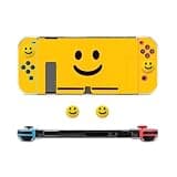 VRUIVR Hard Case for Switch Shock-Absorption Anti-Scratch Design Protective Case Dock Cute Smile with thumb Grips (Yellow)