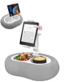 Tablet Pillow Stand, Compatible with 5"-12.9" Kindle, iPad, Phone/Tablet, Google, Samsung, 360° Rotating Phone Holder for Bed, Soft Plush Fabric, Detachable Bowl, Reading and Relaxation on Bed, Gray