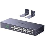 UGREEN 24 Port Gigabit Switch, Rackmount Plug & Play Ethernet Switch, 4 Mode, Unmanaged Network Splitter for Office & Business, Metal Fanless Desktop & Wall Mount Hub for NAS, PC, Printer, Router