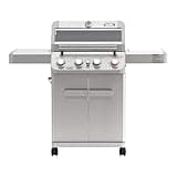 Monument Grills 4 Burner Propane Gas Grill, Stainless Steel Outdoor Patio Barbecue Grill, with Broil Zone Fast Heating, Knob Control, and Easy Cleanup, M410MBZ