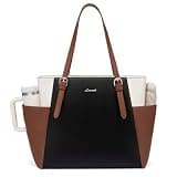 LOVEVOOK Laptop Tote Bag for Women With Large Cup Holder, Leather Work Tote Bag for Women,17.3 Inch Professional Computer Briefcase Business Teacher Commuter Shoulder Bag,Office Travel Gift