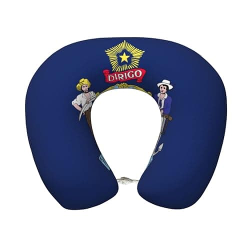 KOPUUYRD Maine State Flag Print Custom U-Shaped Travel Pillow,Memory Foam Cervical Neck Pillow,for Napping,Plane,Car,Home,Office
