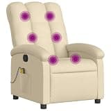 UERNGFTKM Manual Reclining Chair with Vibration Massage, Cream Fabric Recliner, 135 Degree Recline, 6 Massage Points, Side Pocket, Wood and Metal Frame