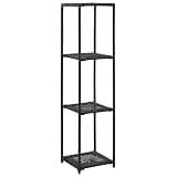 LPERTGFHU 4-Tier Poly Rattan Storage Shelf, 31.8x11.8x47.2 Inch Black Display Rack for Living Room, Patio Plant Stand, Bookshelf Organizer