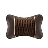 Leather Knitted Car Pillows - Universal Headrest Neck Rest Cushion for Comfort and Support(Coffee)