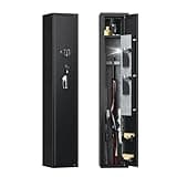 Gun Safe for Rifles and Pistols Biometric Gun Safe for Home 3 Gunn Capacity Long Gunn Safee with Fingerprint Access Dual Alarm Rifle Storage Cabinet(Electronic password)