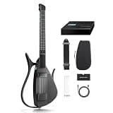 Smart Guitar with Silicone Strings, Travel Silent Guitar Built-in 24 Tones & Drum System, Music APP Play, for All Skill Levels