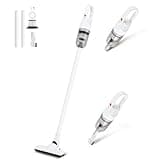 SIPPON 6-in-1 Lightweight Stick Vacuum Cleaner with 100W Powerful Motor, Mini Portable Household Handheld Vacuum Cleaner for Domestic Hard Floors, Carpets and Pet Hair (Silver Cordless)