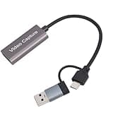 EBTOOLS Video Card, 3.0 to USB C 4K 1080P 60FPS, No Driver Needed Low Latency for Streaming Game Recording, with PD 100W and USB A Adapter