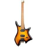 Bullfighter 6 String Headless Electric Guitar,Protable Travel Guitar Lightweight Electric Guitars with Gig Bag,Dual Humbucker Pickups Mahogany &5 pc Roasted Canada Maple Neck 24 Fret gutair Sunburst