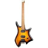 Bullfighter 6 String Headless Electric Guitar,Protable Travel Guitar Lightweight Electric Guitars with Gig Bag,Dual Humbucker Pickups Mahogany &5 pc Roasted Canada Maple Neck 24 Fret gutair Sunburst