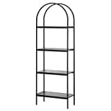 IPEDSBDF Open 4-Tier Arched Bookshelf with Carbon Steel Frame, Black Industrial Freestanding Shelving for Office & Living Room