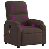 UERNGFTKM Brown Microfiber Manual Reclining Chair with 6 Massage Points and Side Pocket