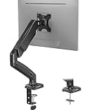 WALI Single Monitor Arm for 13-27 inch Screens, Adjustable Single Monitor Mount Holds 19.8lbs, Computer Monitor Stand for Desk, Clamp and Grommet Base, VESA 75/100mm (GSMP001), Matte Black