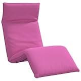 KMUNGDWG Folding Sun Lounger Pink Oxford Fabric with Metal Frame, 5 Reclining Positions Manual Adjustable Backrest and Footrest, Water-Repellent Floor Recliner for Garden Beach Outdoor