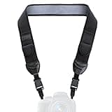 USA Gear TrueSHOT Camera Strap Neoprene Camera Straps - Padded Neck Strap, Pockets, and Quick Release Buckles - Compatible with Canon, Nikon, Sony and More DSLR and Mirrorless Cameras (Black)